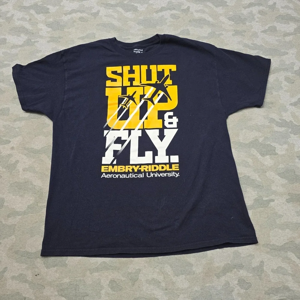 Champion Shirt Mens XL Blue Short Sleeve Shut Up and Fly - Picture 1 of 8